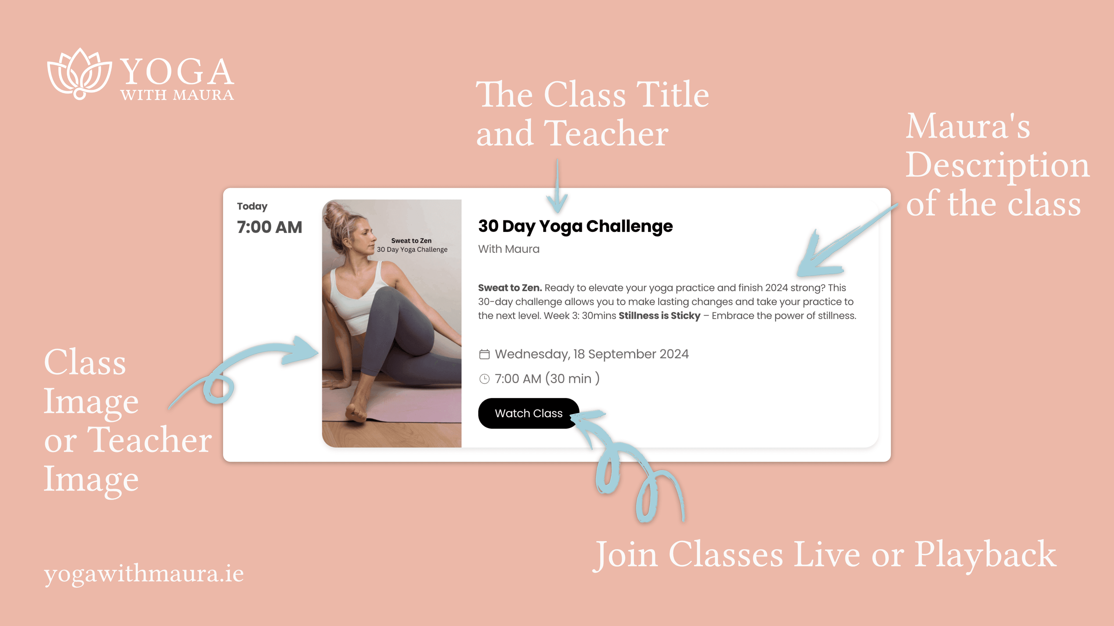 Yoga With Maura Class Calendar Promo